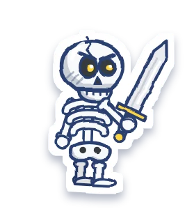 A skeleton with a sword